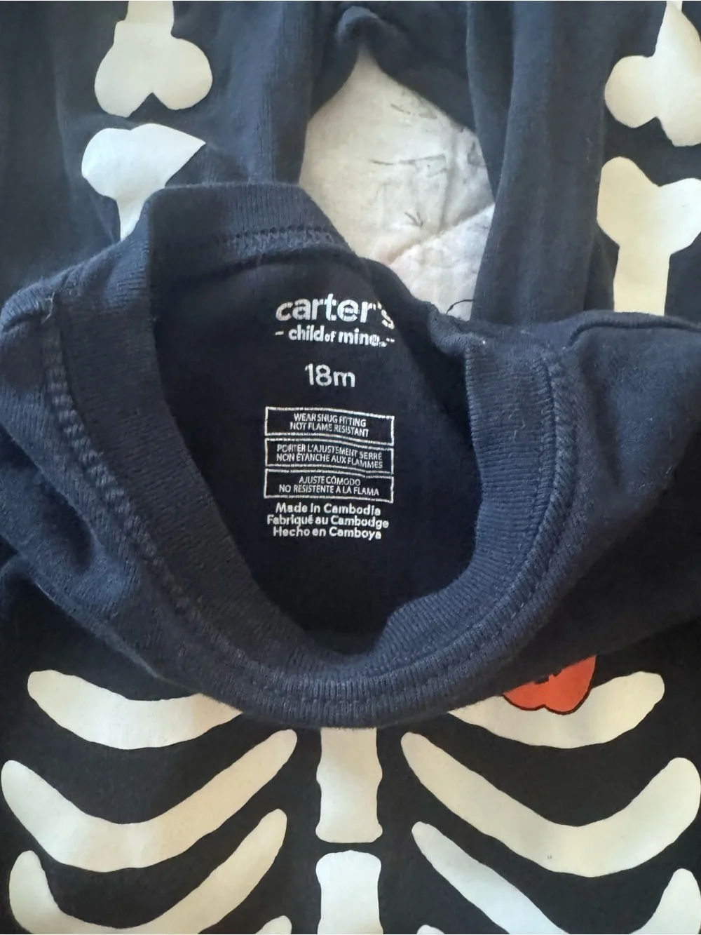 Carter's Black Pajama Set with White Skeleton and Candy Corn Accents - Picture 3 of 4